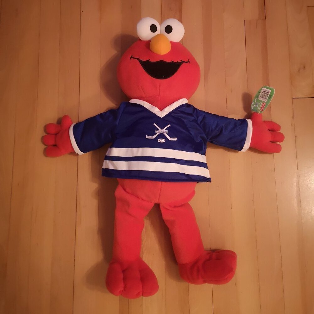 NWT Fisher-Price 26" Tall Sesame Street Elmo Hockey Player Plush Toy